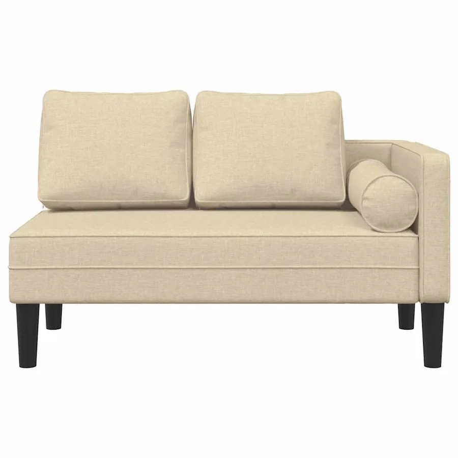 Chaise longue avec coussins crème tissu - 3