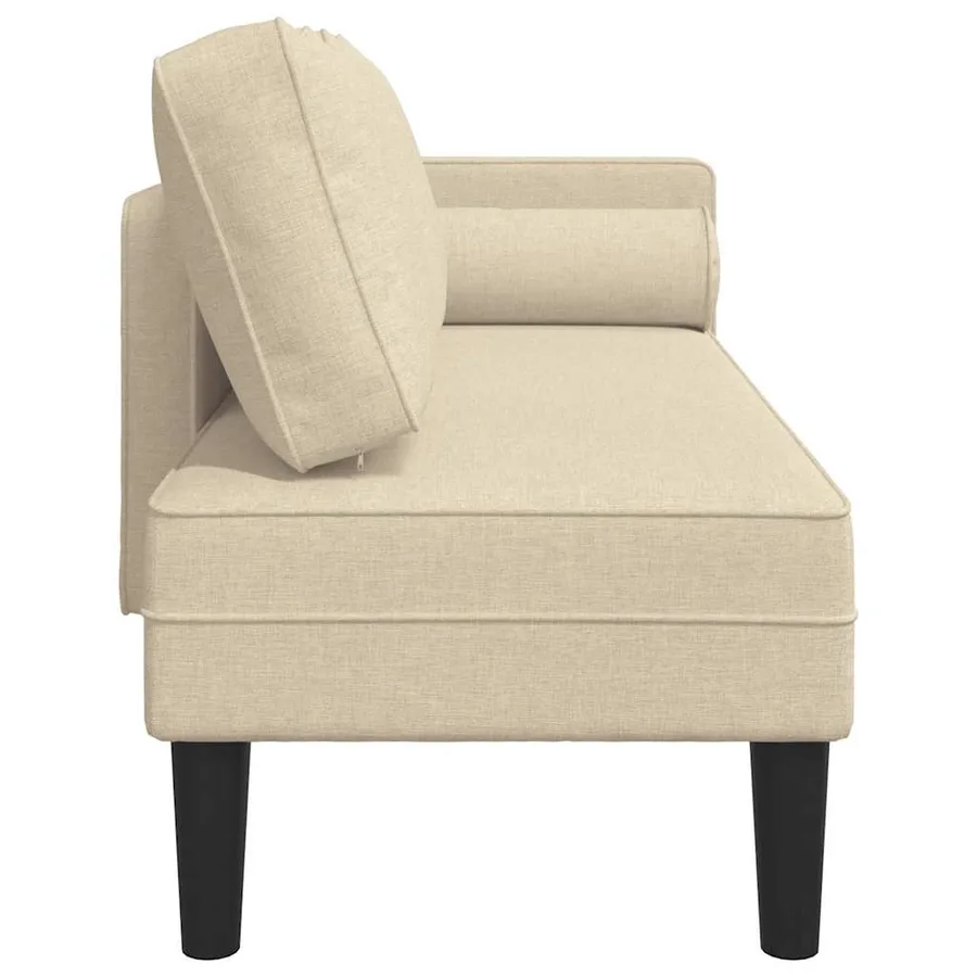 Chaise longue avec coussins crème tissu - 4