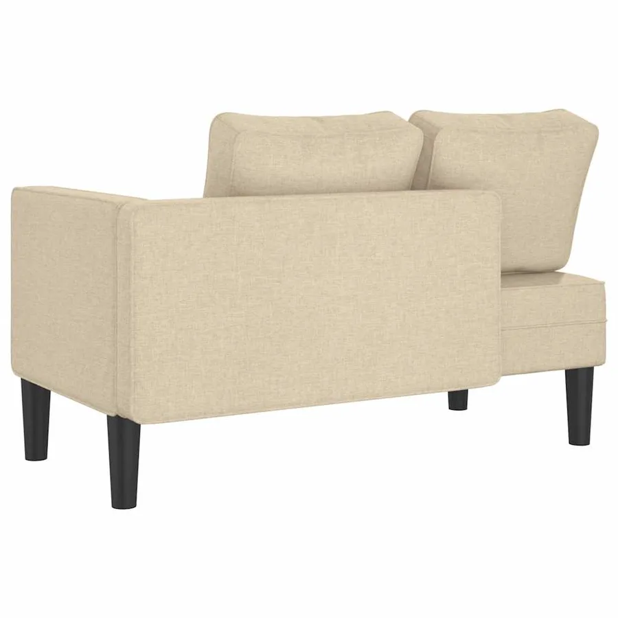 Chaise longue avec coussins crème tissu - 5