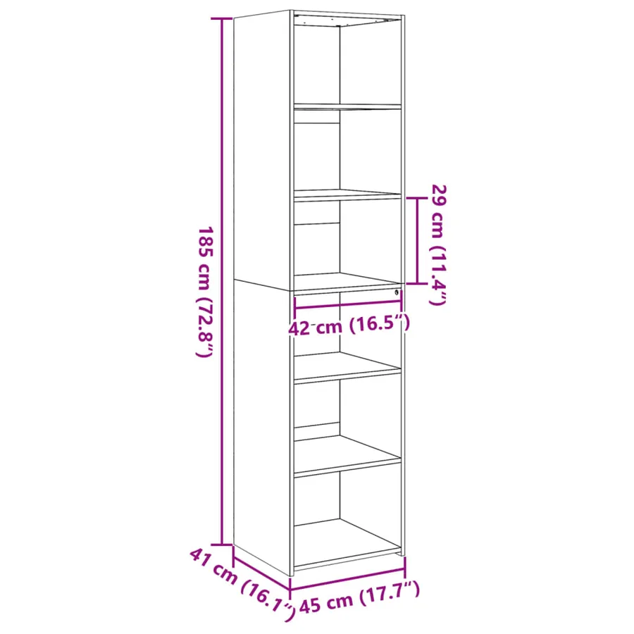 Buffet haut chêne sonoma 45x41x185 cm bois d'ingénierie - 9