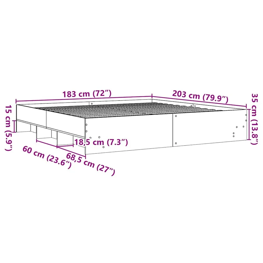 Cadre de lit sans matelas blanc 180x200 cm bois d'ingénierie - 10