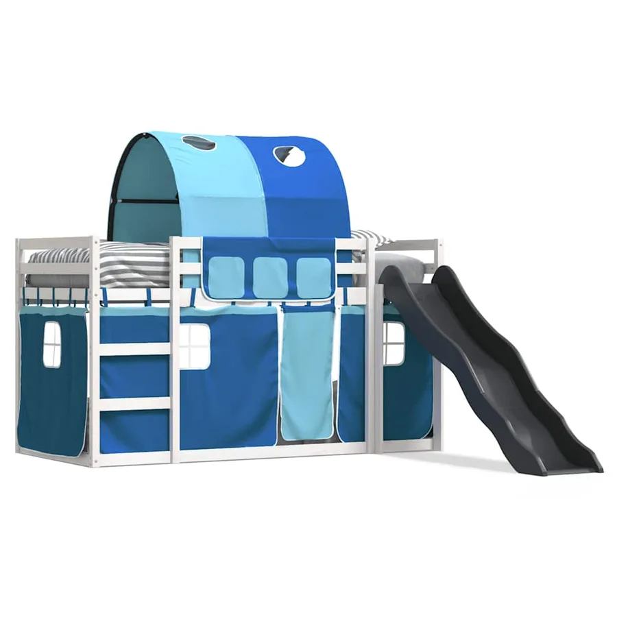 Lit superposé sans matelas avec toboggan et rideaux 80x200 cm - 2