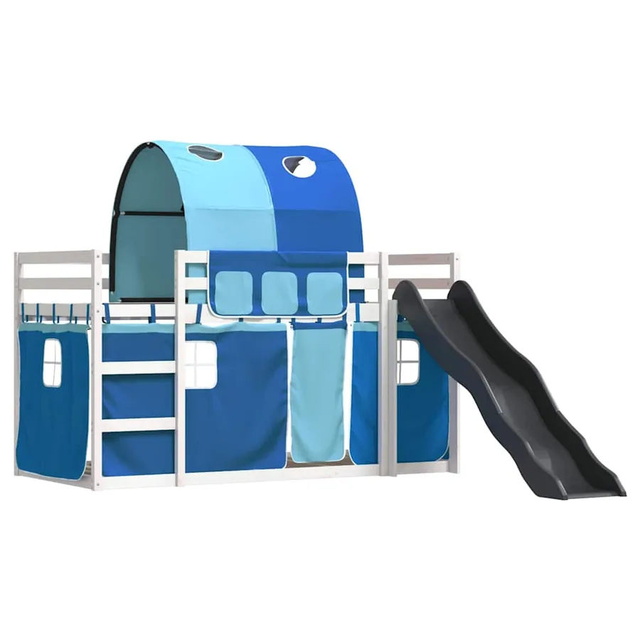 Lit superposé sans matelas avec toboggan et rideaux 80x200 cm - 3