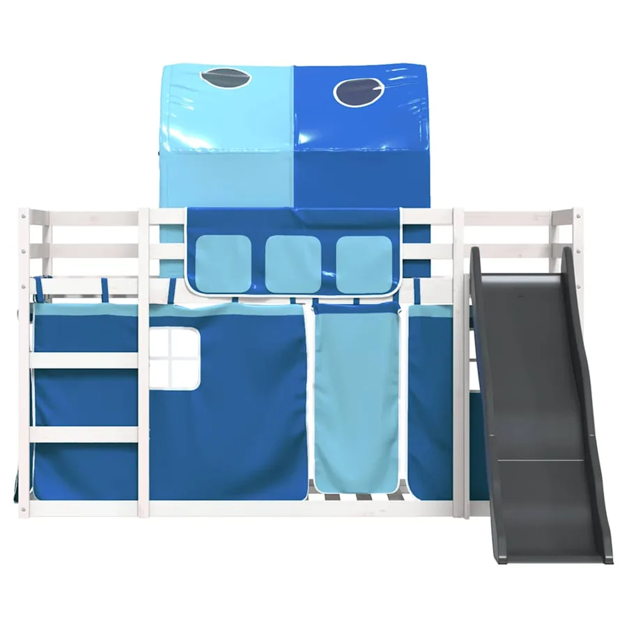Lit superposé sans matelas avec toboggan et rideaux 80x200 cm - 7