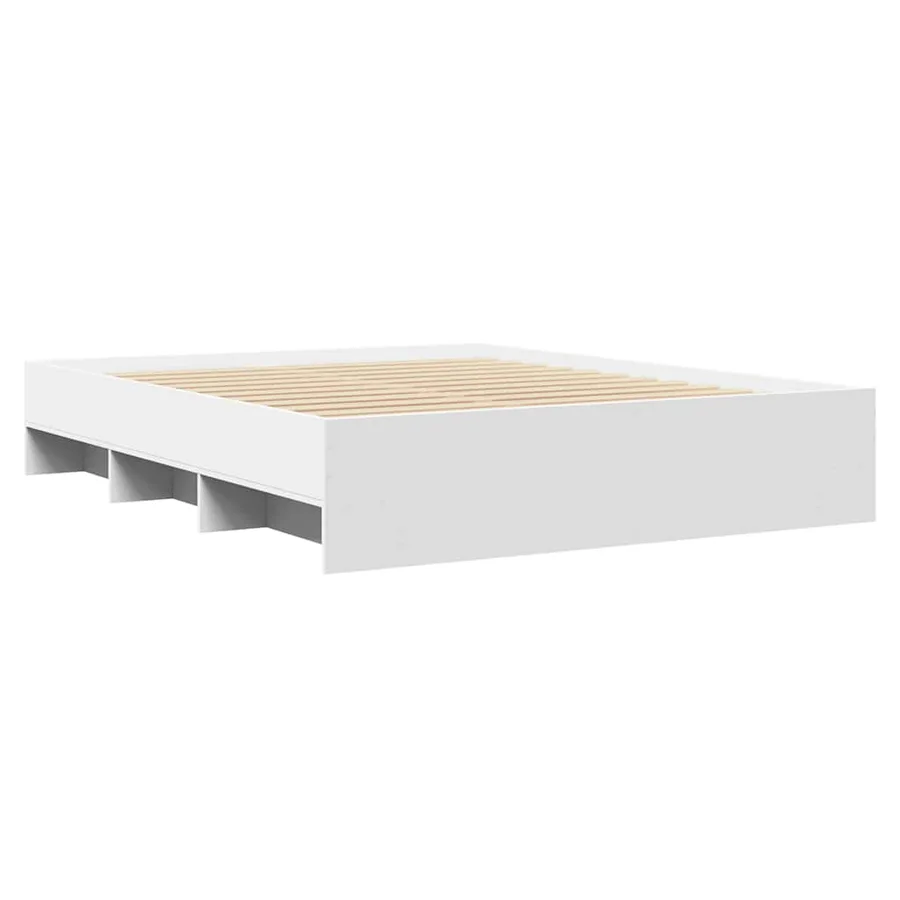 Cadre de lit sans matelas blanc 160x200 cm bois d'ingénierie - 7