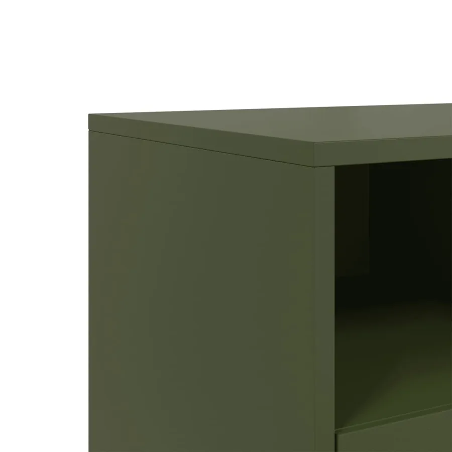 Meuble TV vert olive 68x39x60,5 cm acier - 10