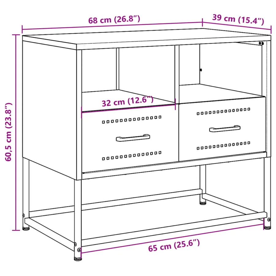 Meuble TV vert olive 68x39x60,5 cm acier - 12