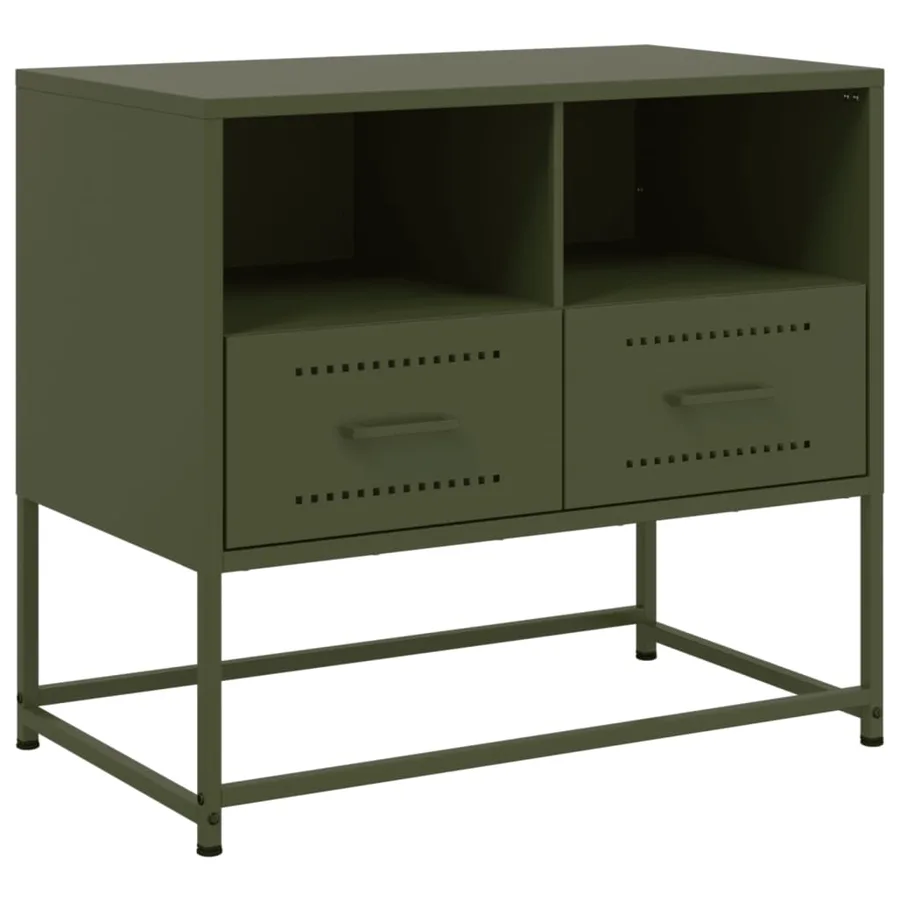 Meuble TV vert olive 68x39x60,5 cm acier - 2