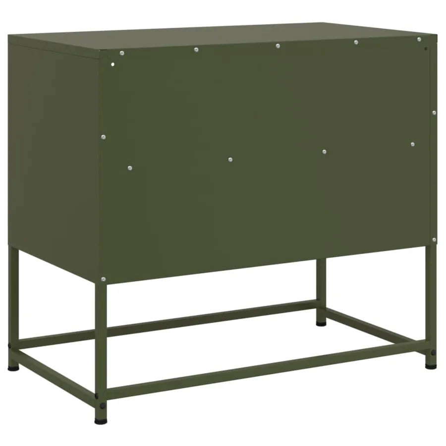 Meuble TV vert olive 68x39x60,5 cm acier - 8
