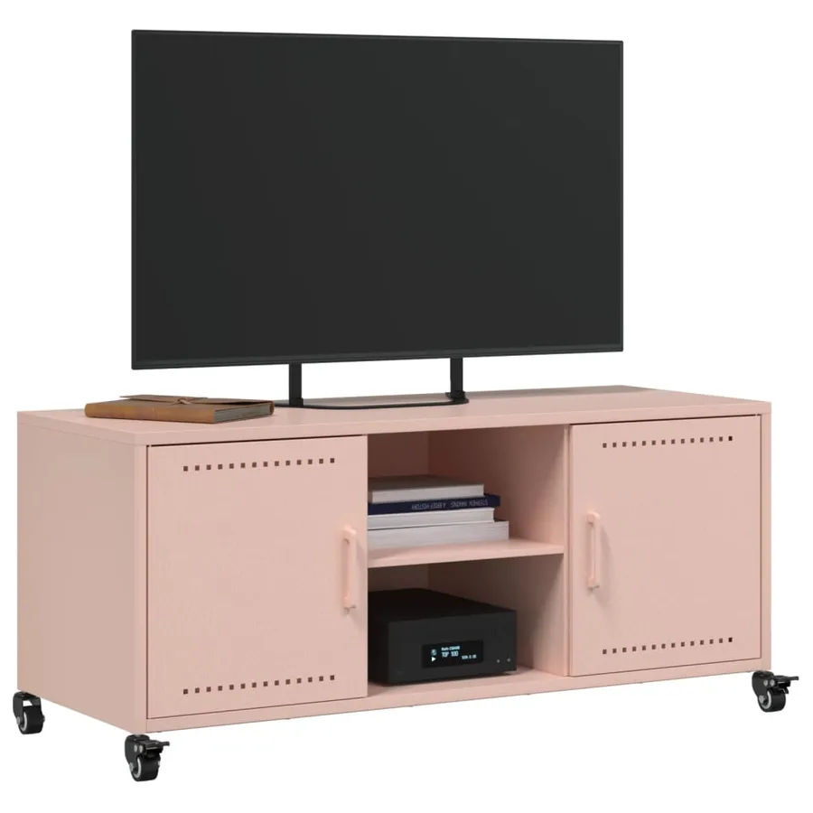 Meuble TV rose 100,5x39x43,5 cm acier - 4