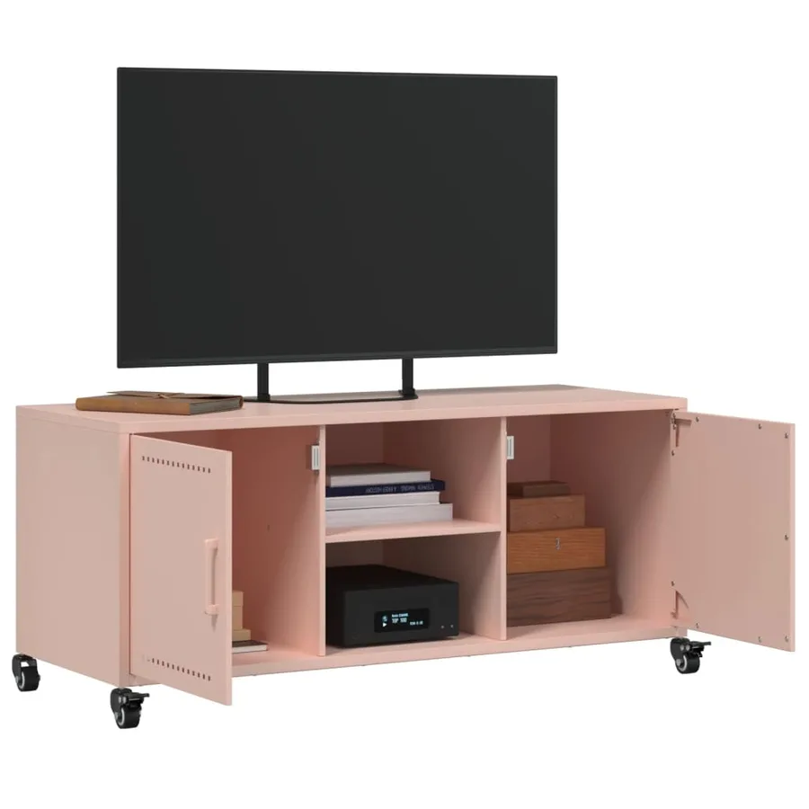 Meuble TV rose 100,5x39x43,5 cm acier - 5