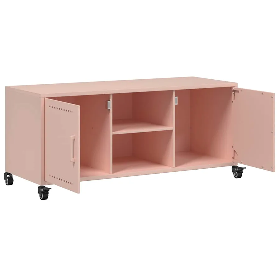 Meuble TV rose 100,5x39x43,5 cm acier - 9
