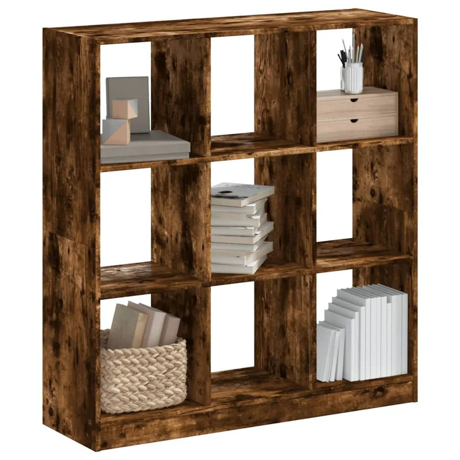 Bibliothèque chêne fumé 102x32x108 cm bois d'ingénierie