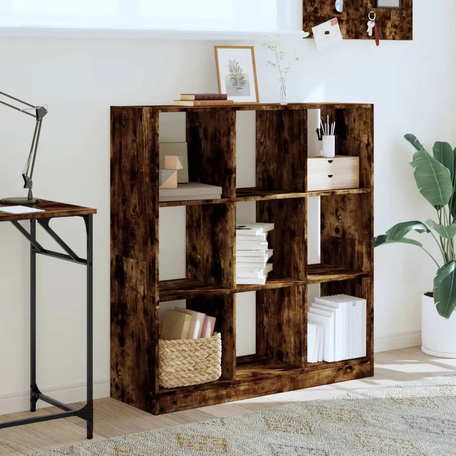 Bibliothèque chêne fumé 102x32x108 cm bois d'ingénierie - 3