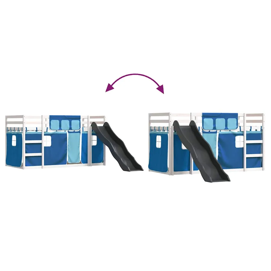 Lit superposé sans matelas avec toboggan et rideaux 90x200 cm - 11