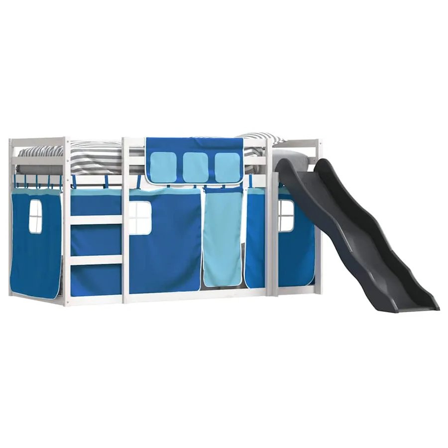 Lit superposé sans matelas avec toboggan et rideaux 90x200 cm - 4