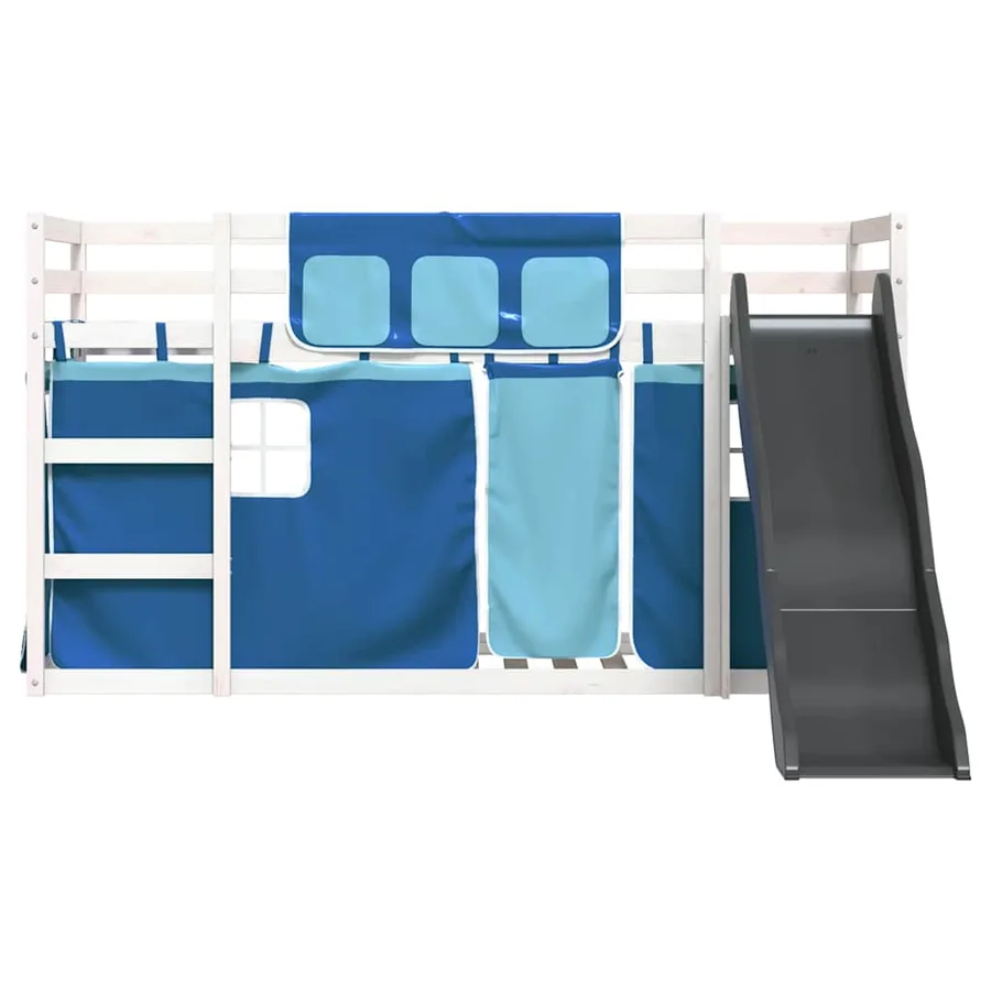 Lit superposé sans matelas avec toboggan et rideaux 90x200 cm - 7
