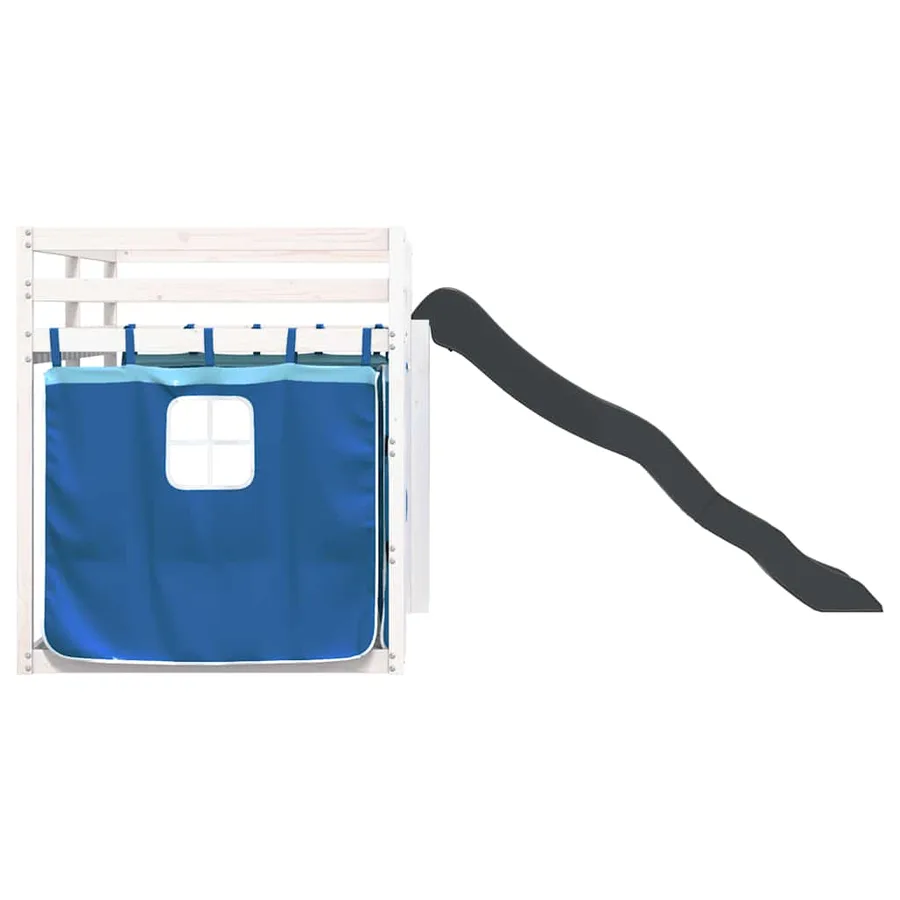 Lit superposé sans matelas avec toboggan et rideaux 90x200 cm - 9