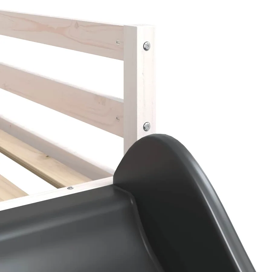 Lit superposé sans matelas avec toboggan blanc noir 90x200 cm - 12