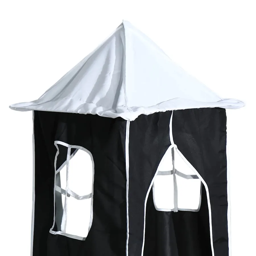 Lit superposé sans matelas avec toboggan blanc noir 90x200 cm - 14