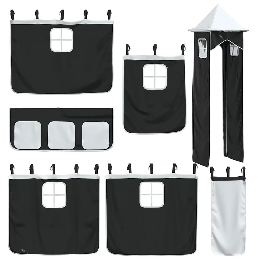 Lit superposé sans matelas avec toboggan blanc noir 90x200 cm - 6
