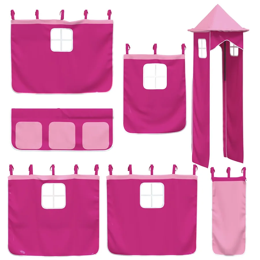 Lit superposé sans matelas avec toboggan et rideaux 90x200 cm - 6