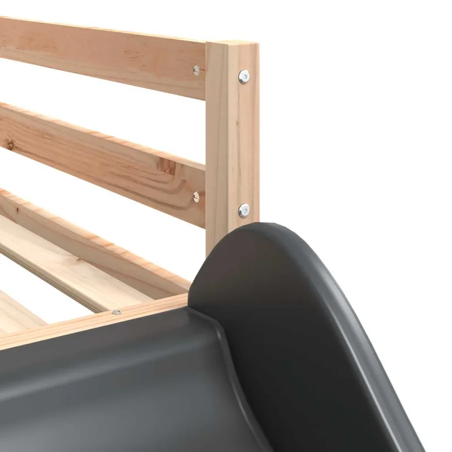 Lit superposé sans matelas avec toboggan et rideaux 90x190 cm - 12
