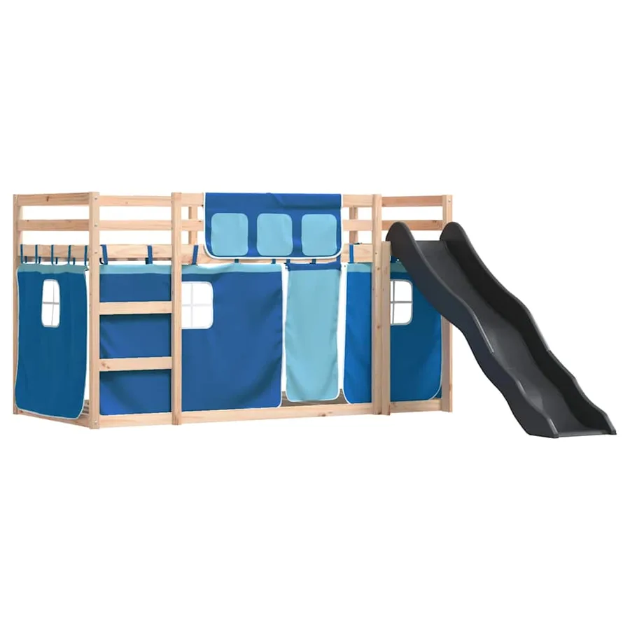 Lit superposé sans matelas avec toboggan et rideaux 90x190 cm - 3