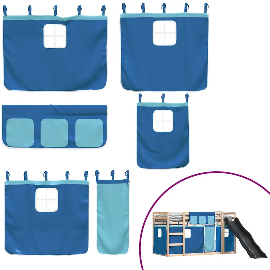 Lit superposé sans matelas avec toboggan et rideaux 90x190 cm - 5