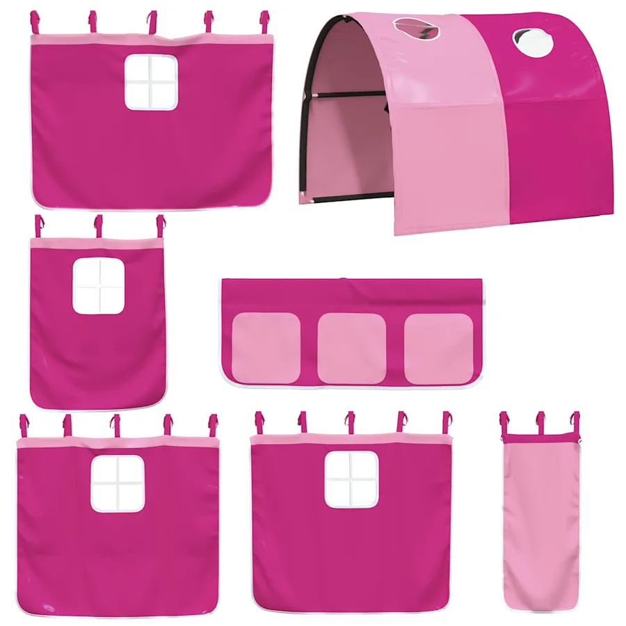Lit superposé sans matelas avec toboggan et rideaux 90x200 cm - 6
