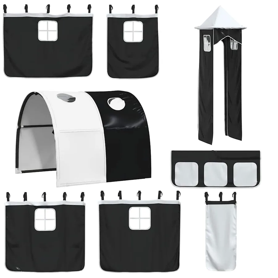 Lit superposé sans matelas avec toboggan blanc noir 90x200 cm - 6