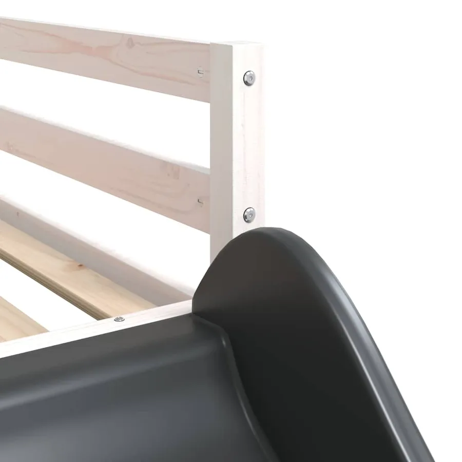 Lit superposé sans matelas avec toboggan et rideaux 90x200 cm - 12