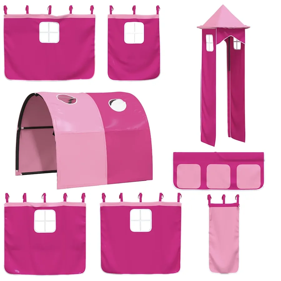 Lit superposé sans matelas avec toboggan et rideaux 90x200 cm - 6