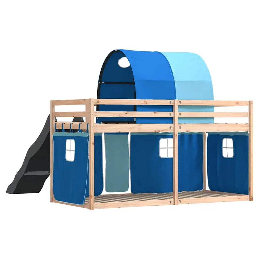 Lit superposé sans matelas avec toboggan et rideaux 90x190 cm - 10