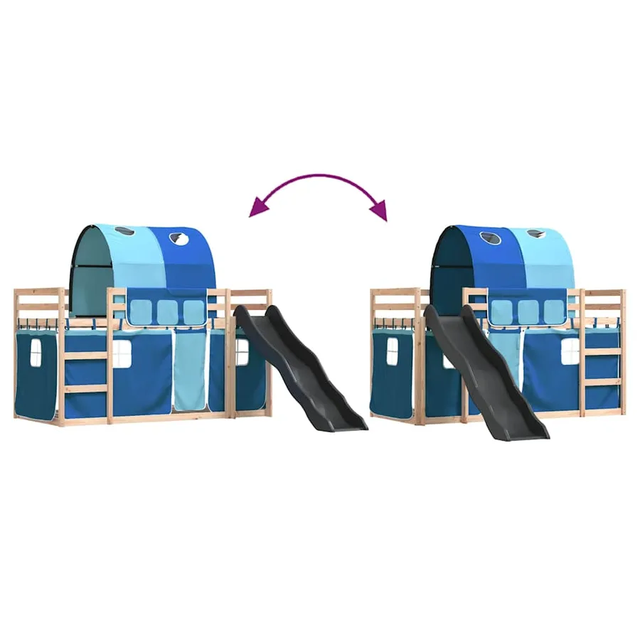Lit superposé sans matelas avec toboggan et rideaux 90x190 cm - 11