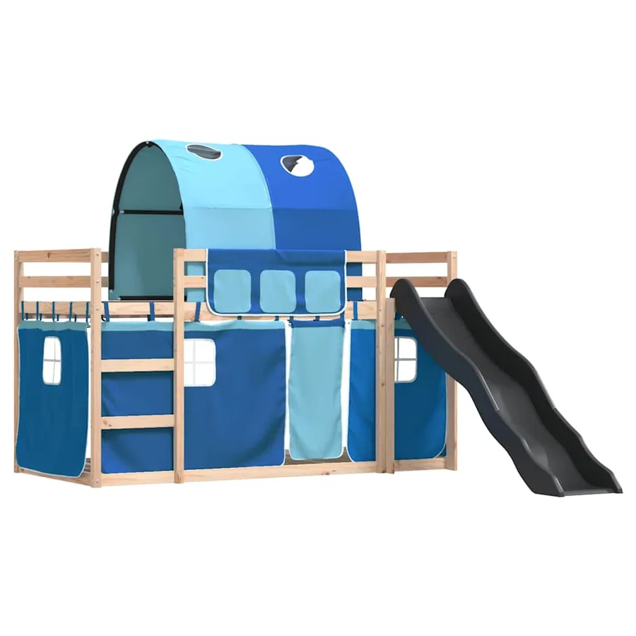 Lit superposé sans matelas avec toboggan et rideaux 90x190 cm - 3