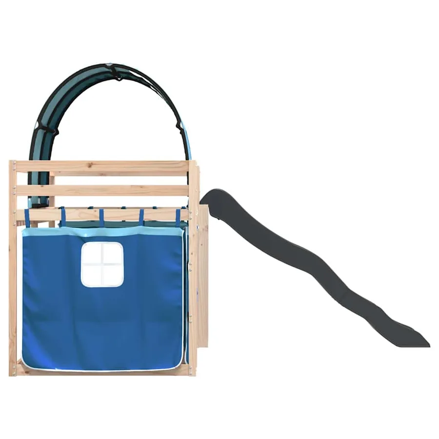Lit superposé sans matelas avec toboggan et rideaux 90x190 cm - 9
