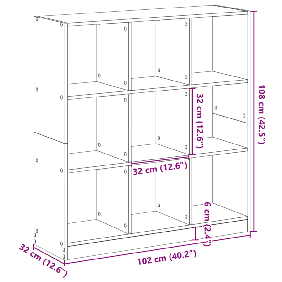 Bibliothèque chêne marron 102x32x108 cm bois d'ingénierie - 9