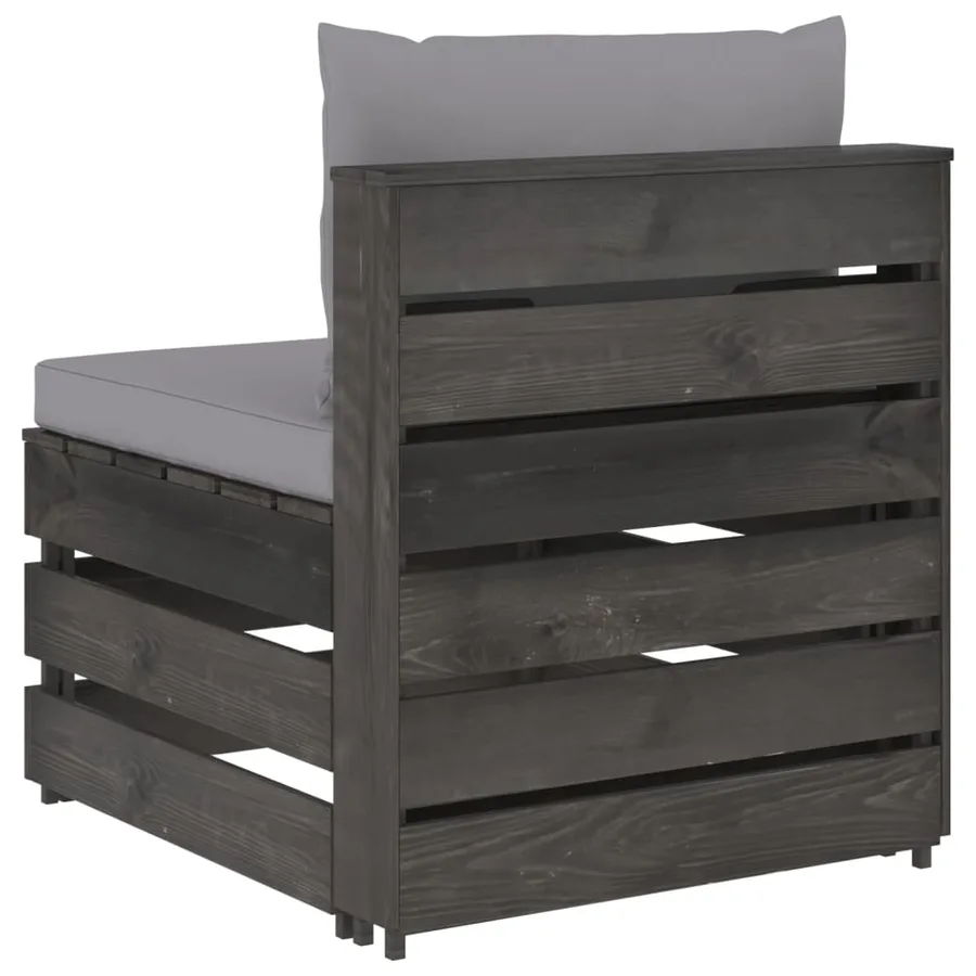 Sectional middle sofa with cushions Grey impregnated wood - 3