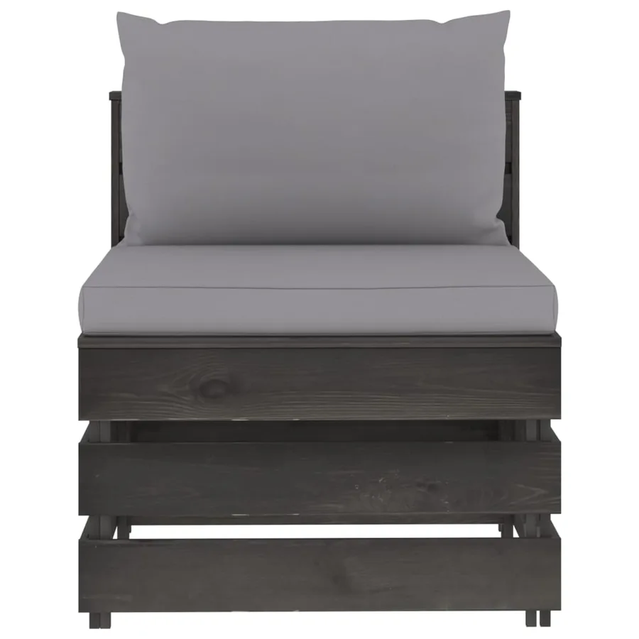 Canapé central sectionnel avec coussins Bois imprégné de gris - 4