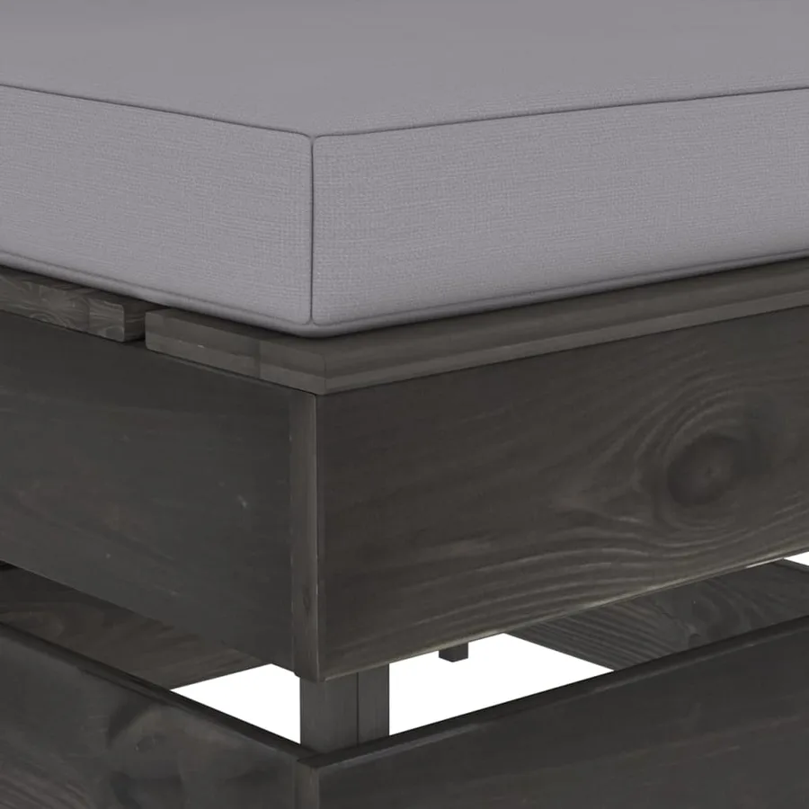 Canapé central sectionnel avec coussins Bois imprégné de gris - 5