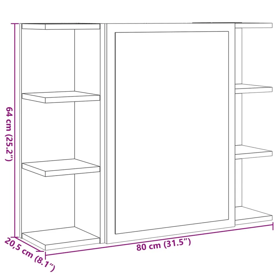 Armoire à miroir de bain Chêne sonoma 80x20,5x64 cm Aggloméré - 12