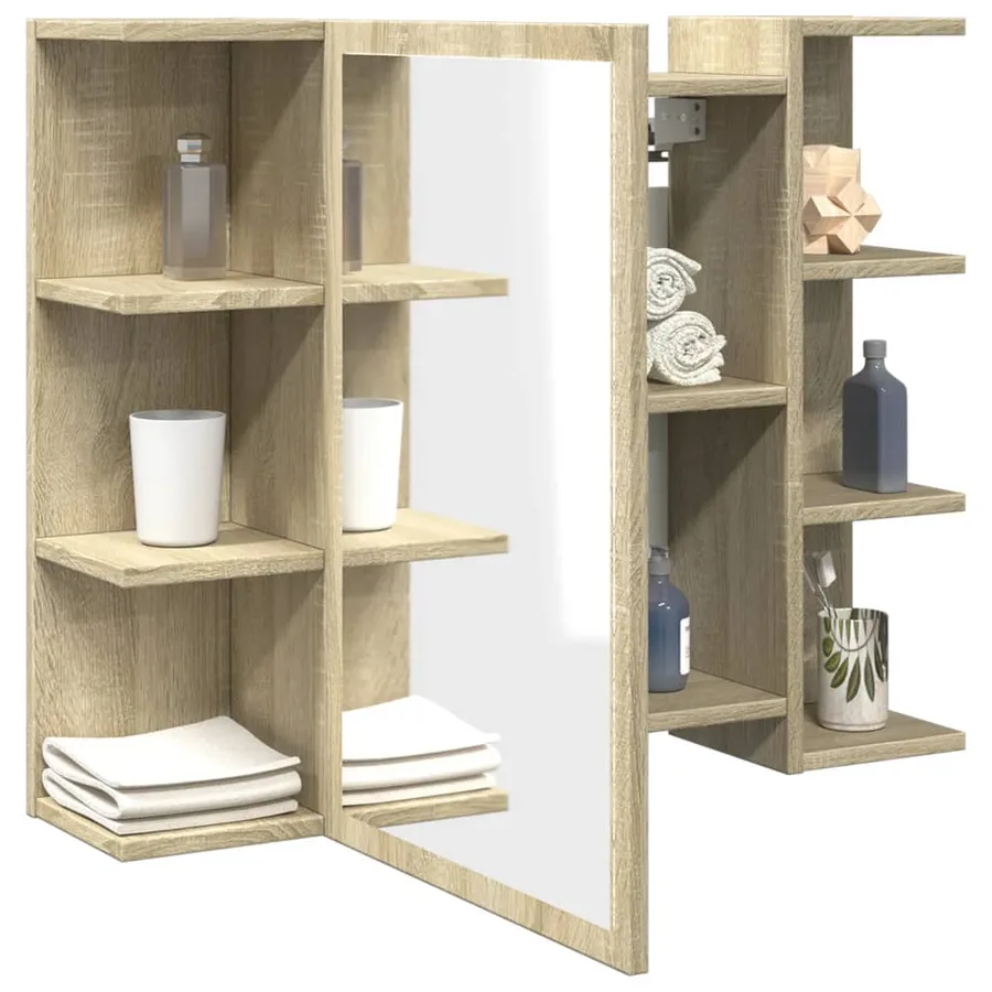 Armoire à miroir de bain Chêne sonoma 80x20,5x64 cm Aggloméré - 4