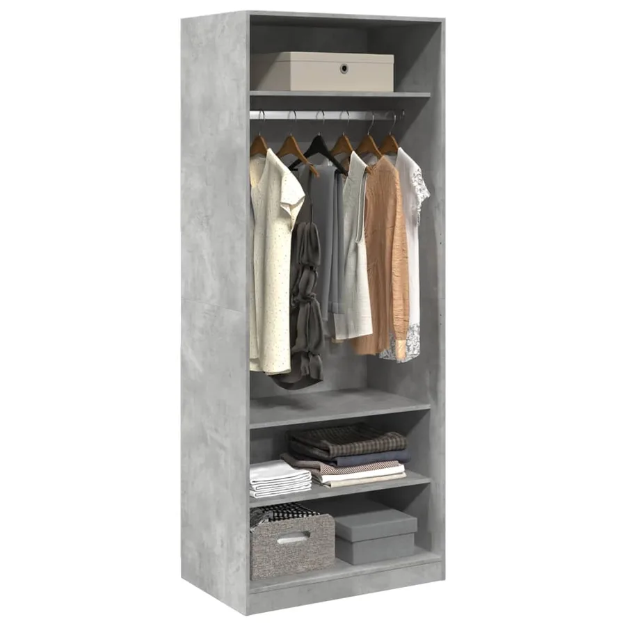 Garde-robe gris béton 80x50x200 cm bois d'ingénierie - 3