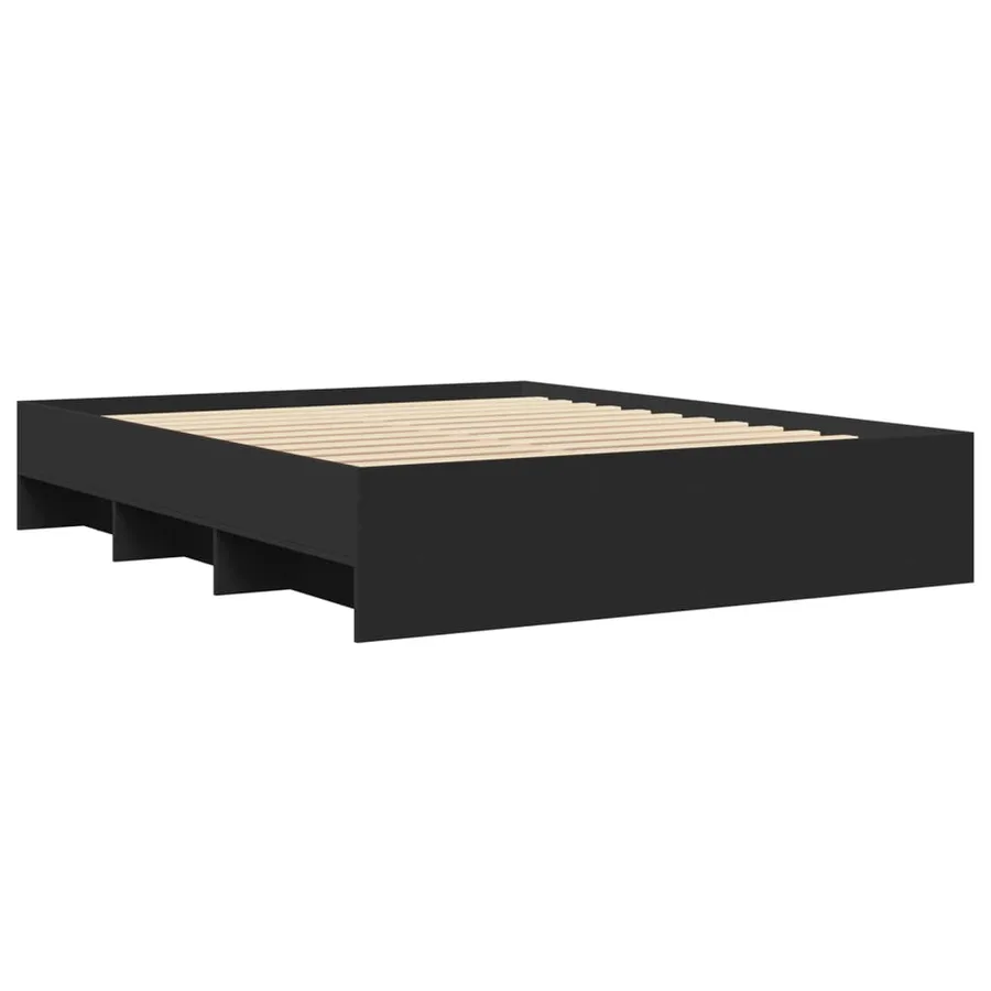 Cadre de lit sans matelas noir 150x200 cm bois d'ingénierie - 4