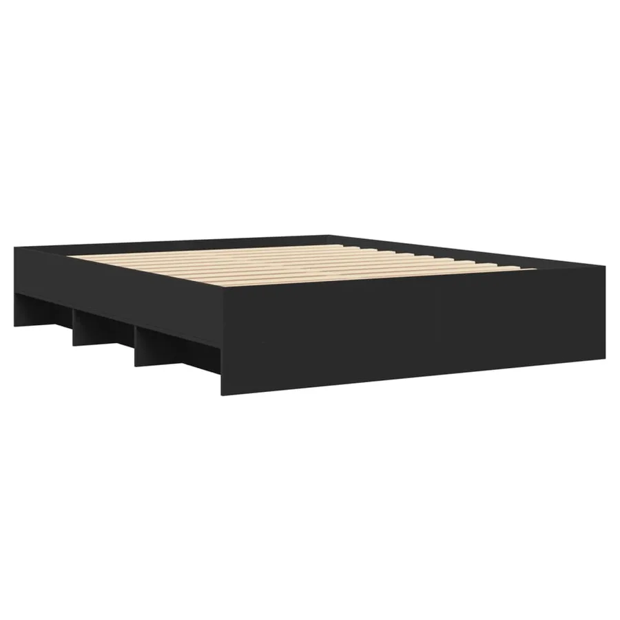 Cadre de lit sans matelas noir 150x200 cm bois d'ingénierie - 7