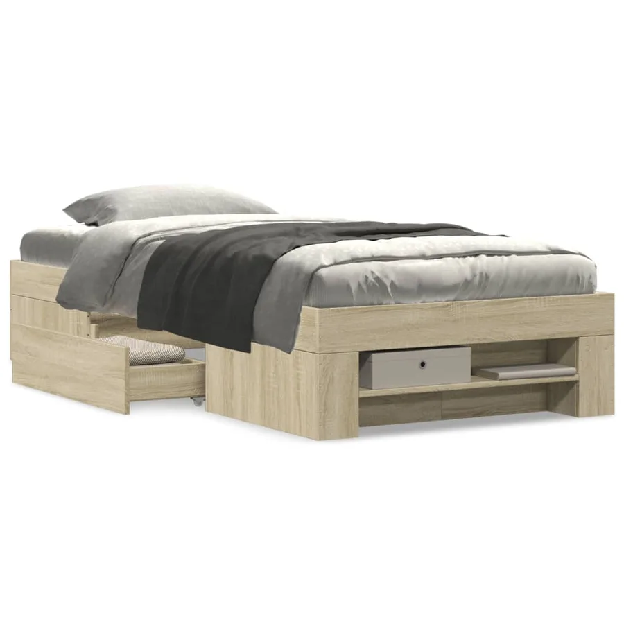 Cadre de lit sans matelas chêne sonoma 90x190 cm - 4
