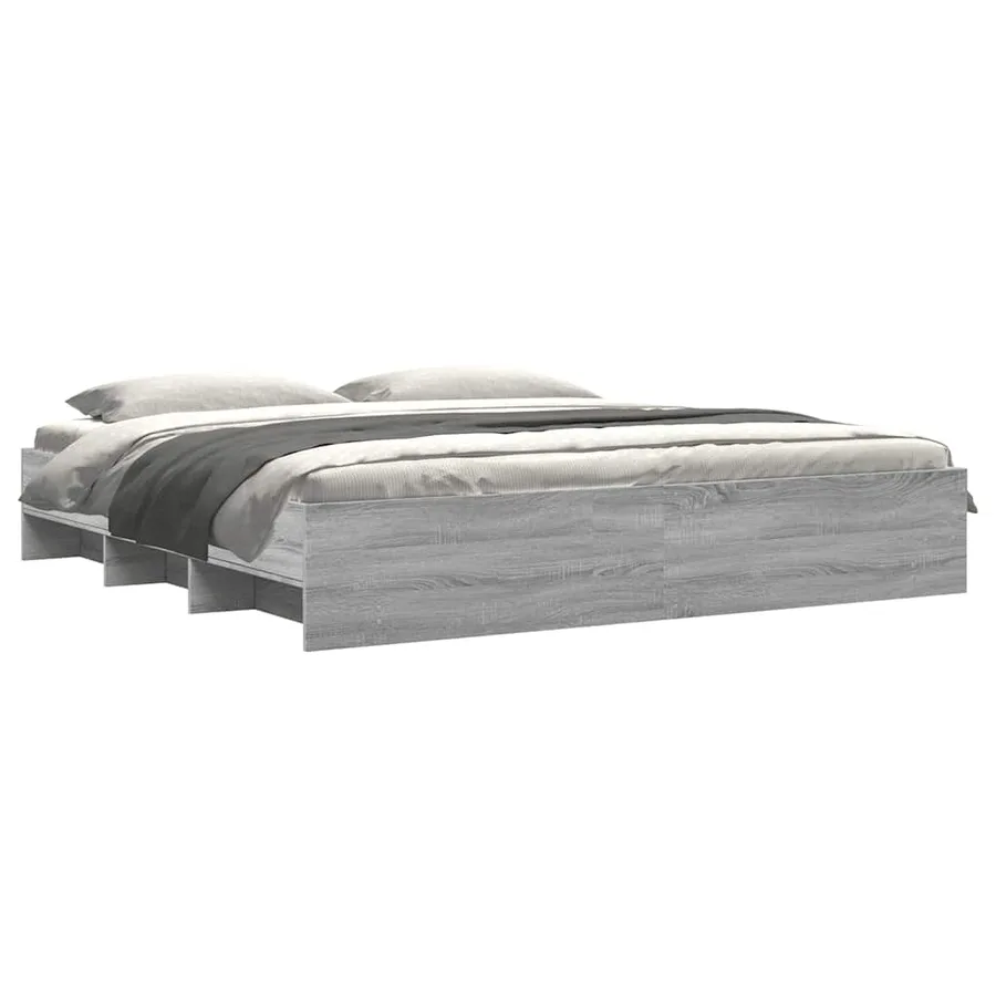 Cadre de lit sans matelas sonoma gris 200x200 cm - 3