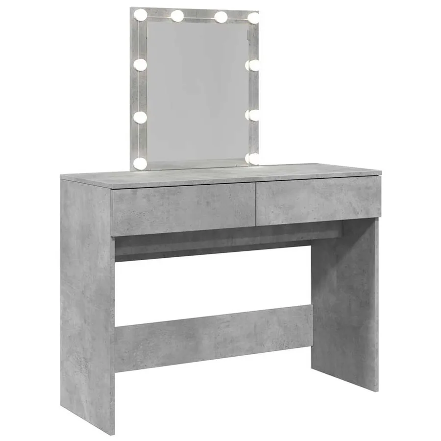 Coiffeuse avec LED gris béton 100x40x130 cm - 8