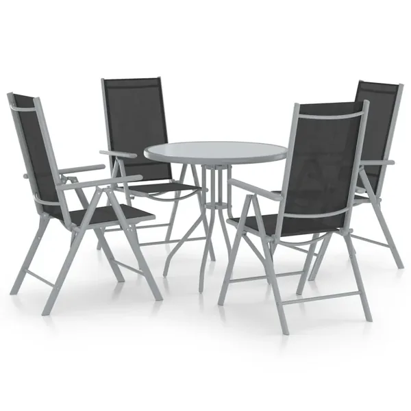 5 pcs garden dining set Aluminium and silver textilene